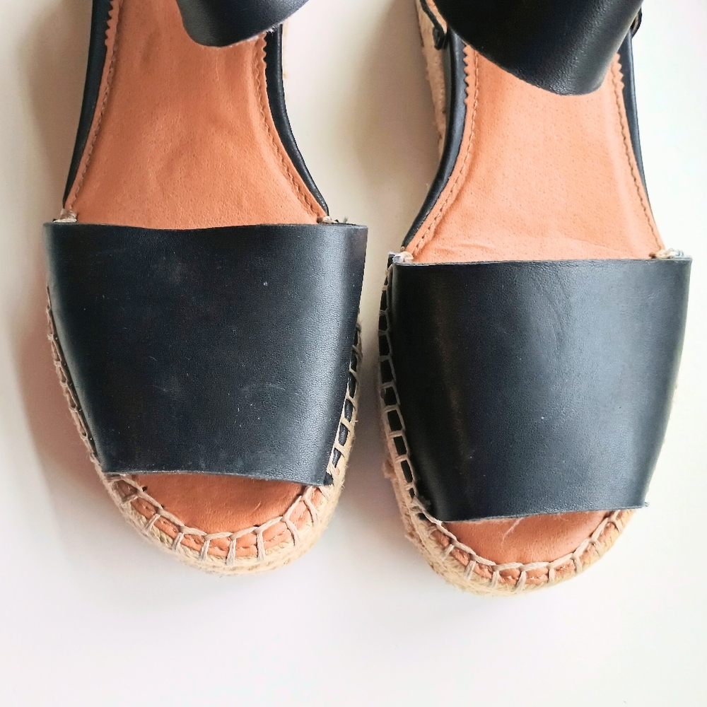 Women's Sarto By Franco Sarto Black Sierra Platform Wedge Espadrille Sandals 5M - Picture 10 of 12